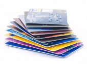 Les banques en ligne Pack of cards isolated on a white