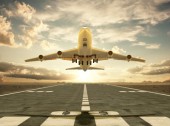 Les compagnies aériennes en France Airplane taking off at sunset